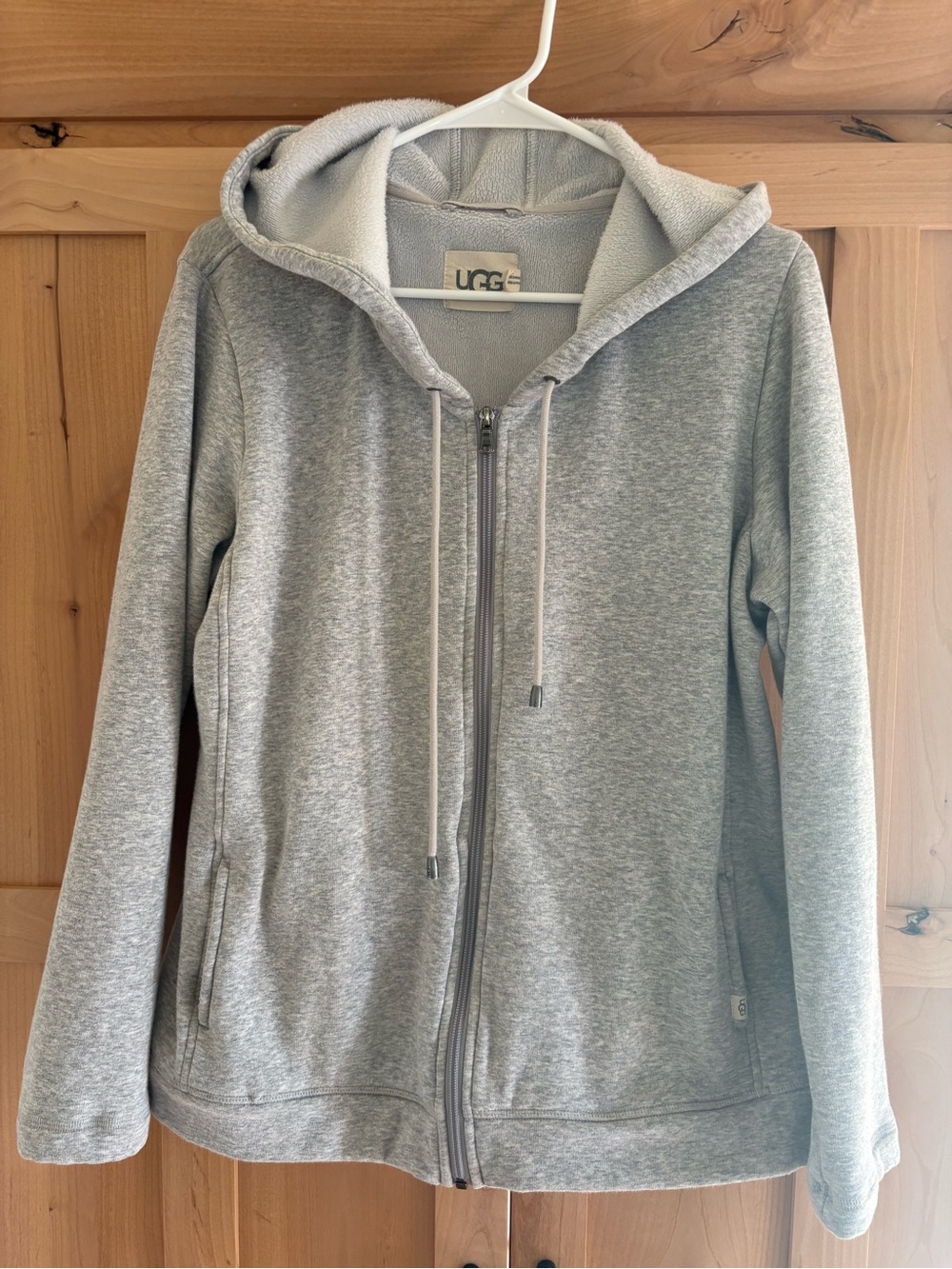 UGG Light Gray Zip Hoodie with Drawstring
